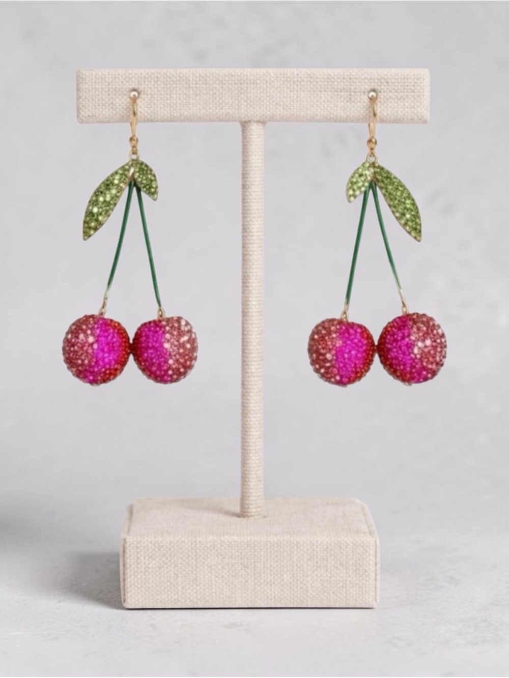 Piper K Rhinestone Cherry Drop Earrings